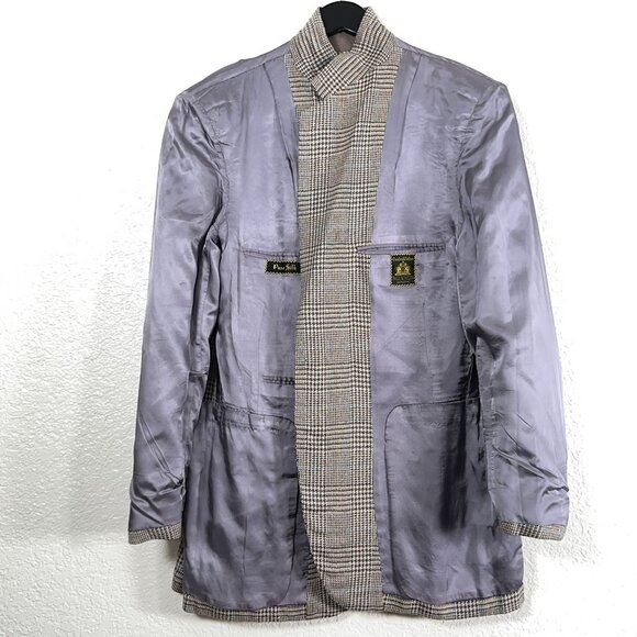 Oxxford Clothes Pure 100% Silk Checked Blazer Partially Lined Men's Size 42L - Picture 11 of 12